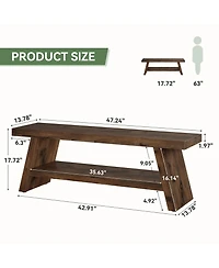 Tribesigns 2-Tier Entryway Bench, Hallway Foyer Solid Wood Seating with Open Shelves