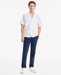 Alfani Men's Canvas Stripe Short-Sleeve Camp Shirt, Macy's Exclusive - Yd