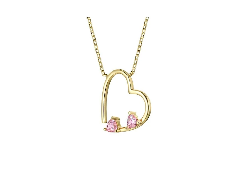 Genevive Timeless 14k Gold Plated Cz Open Heart Layering Necklace