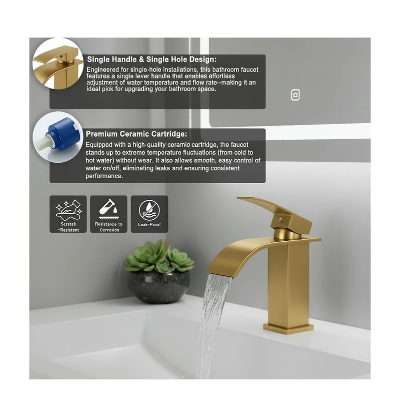 Phying Single Handle Bathroom Faucet Lavatory Faucet Stainless Steel Single Hole-tp