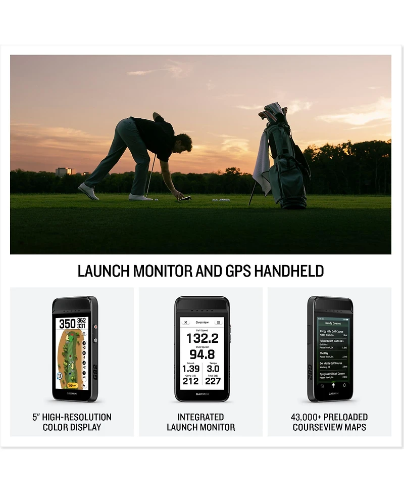 Garmin Approach G82 Launch Monitor and Premium 5" Gps Golf Handheld with Built-in Bluetooth
