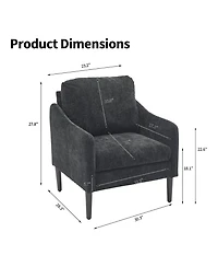 homfan Mid Century Modern Accent Chairs Set of 2, Chenille Armchairs with Curved Arms, Comfortable Lounge and Reading Chairs for Living Room