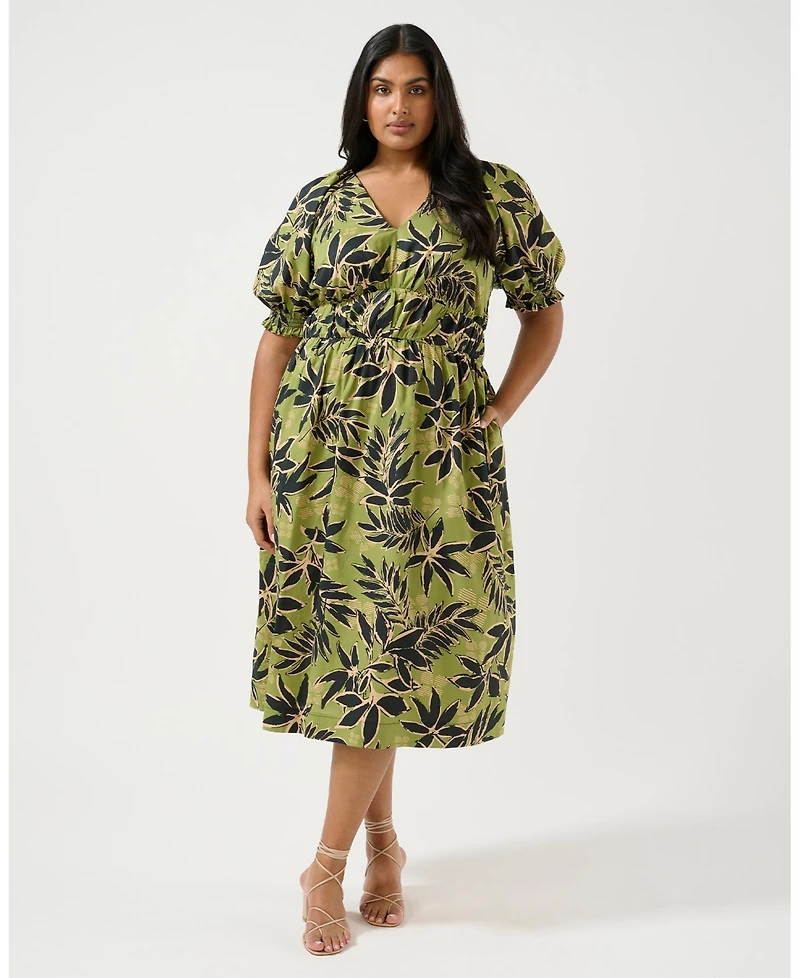 Estelle Wildleaf Cotton Midi Dress