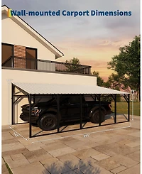 homfan 12x25 Ft Heavy Duty Carport, Galvanized Steel Frame with Vertical Profile Steel Roof, Vehicle Parking Shelter