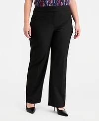Kasper Plus Washable Bi-Stretch Mid Rise Straight Leg Pants