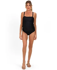 Pinkblush Maternity Teal Ruched Square Neck One Piece Swimsuit