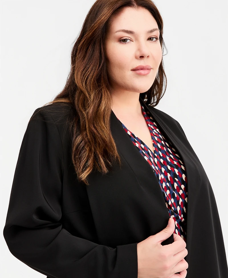 Anne Klein Plus Collarless Open-Front Jacket