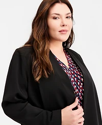 Anne Klein Plus Collarless Open-Front Jacket