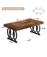 Tribesigns 63-Inch Wood and Metal Faux Marble Tabletop Modern Kitchen Dining Table