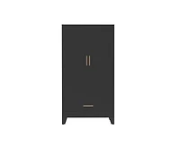60" Tall Metal Storage Cabinet with 1 Drawer and Hanging Rod Wardrobe 2 Doors Wardrobe Closet with Shelf