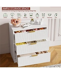 gaomon 3 Drawer Dresser, Modern Fluted Nightstand with Handles, Tall Chest for Bedroom, Living Room, Entryway