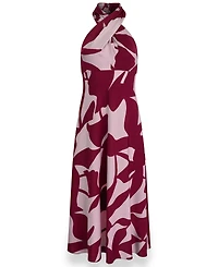 Donna Karan New York Women's Halter Neck Printed Satin A-Line Dress