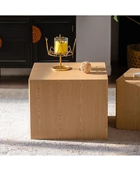Streamdale Furniture Natural Wood Nesting Cube Coffee Table Set (Set of 2