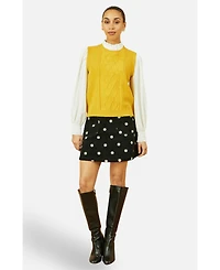 Yumi Women's Cable Knit Sleeveless Jumper