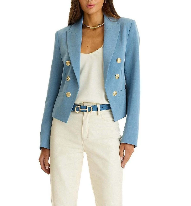 The Noli Shop Womens Gabrielle Double Breasted Blazer - Merlot