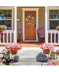 Gnuadz 22" Artificial Peony Poppy Lavender Wreath Door Wall Decor