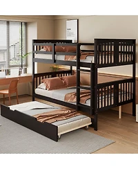 Streamdale Furniture Full over Full Bunk Bed with Twin Size Trundle and Ladder