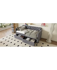 Streamdale Furniture Velvet Twin Daybed with 2 Drawers and Usb Charging