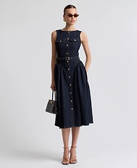 Avec Les Filles Women's Sleeveless Denim Midi Dress