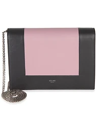Pre-Owned Celine Grey Pink Smooth Calfskin Frame Evening Clutch On Chain