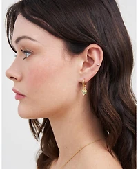 Fable England Gold Sacred Heart Huggie Earrings