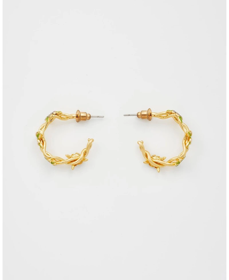 Fable England Gold Wildflower Hoop Earrings