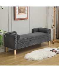 Streamdale Furniture 65.35" Upholstered Flip-Top Storage Bed Bench with Armrests and Bolster Pillows