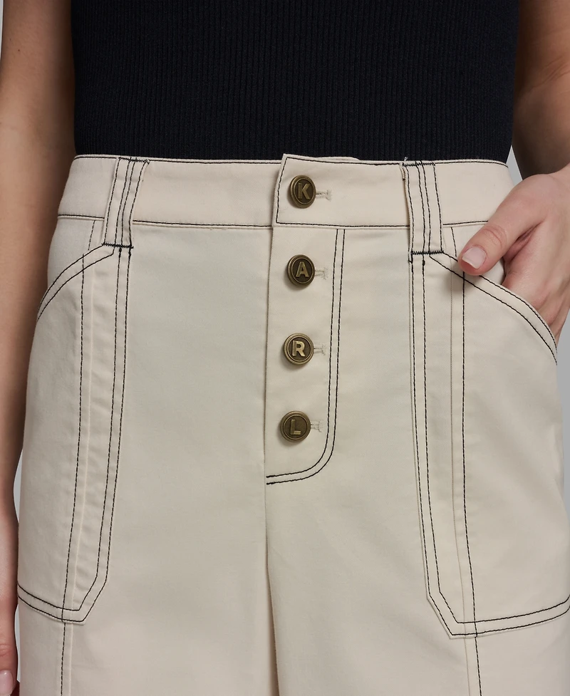 Karl Lagerfeld Paris Women's Contrast Stitch Ankle Pants