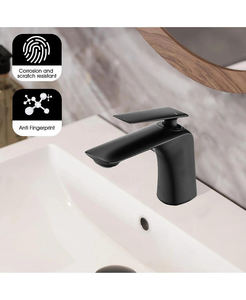 Phying Single Hole Bathroom Sink Faucet with Pop Up Drain and Water Supply Hose, Single Handle Bathroom faucet