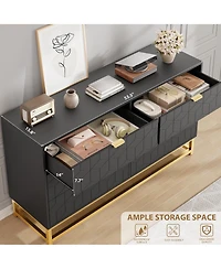 homfan 6-Drawer 53.5" Wide Dresser with Handles and Legs, Modern Chest for Bedroom Hallway Living Room