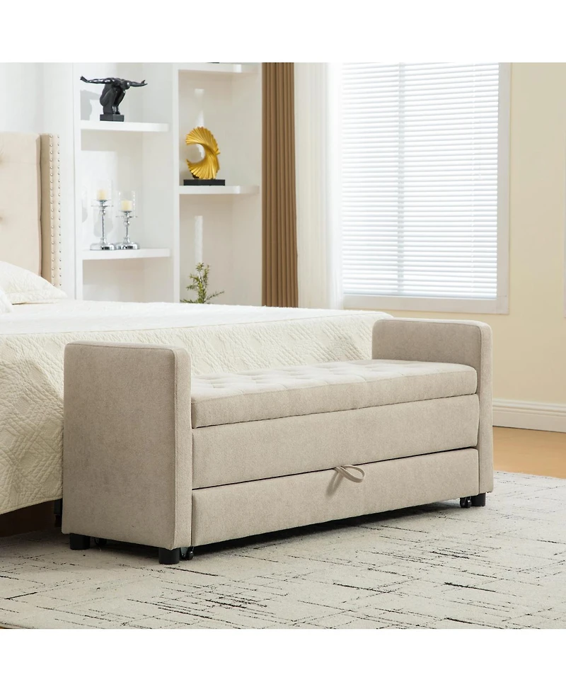 Streamdale Furniture 58.27" Modern Upholstered Storage Bench with Rolled Arms