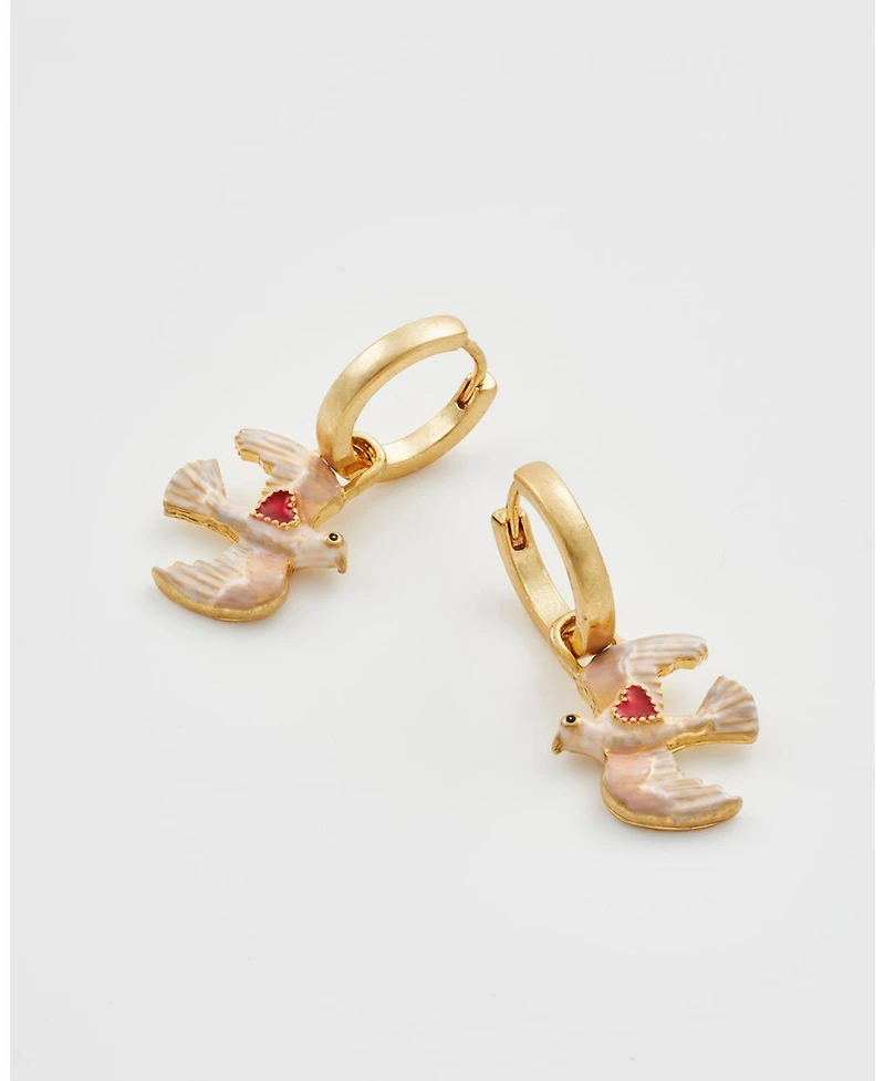 Fable England Love Dove Huggie Earrings