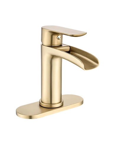 Phying Waterfall Bathroom Faucet Single Handle Bathroom Sink Faucets 1 or 3 Hole Solid Vanity Faucet with Deck Plate
