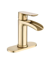 Phying Waterfall Bathroom Faucet Single Handle Bathroom Sink Faucets 1 or 3 Hole Solid Vanity Faucet with Deck Plate