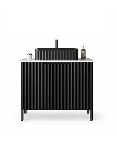 Phying 30 Inch Freestanding Bathroom Vanity with Sink Modern Bathroom Storage Cabinet with 2 Doors Countertop for Home Bathroom Decor