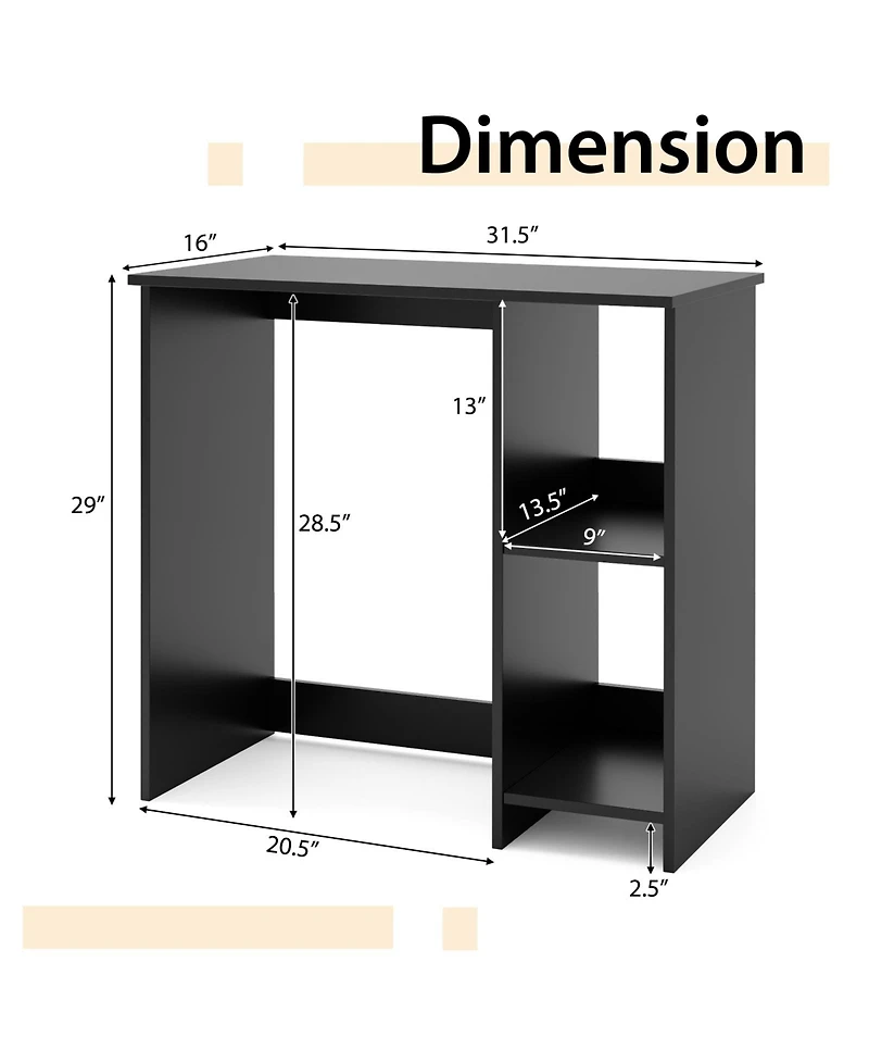 Slickblue 31.5 Inch Modern Home Office Desk with 2 Storage Compartments