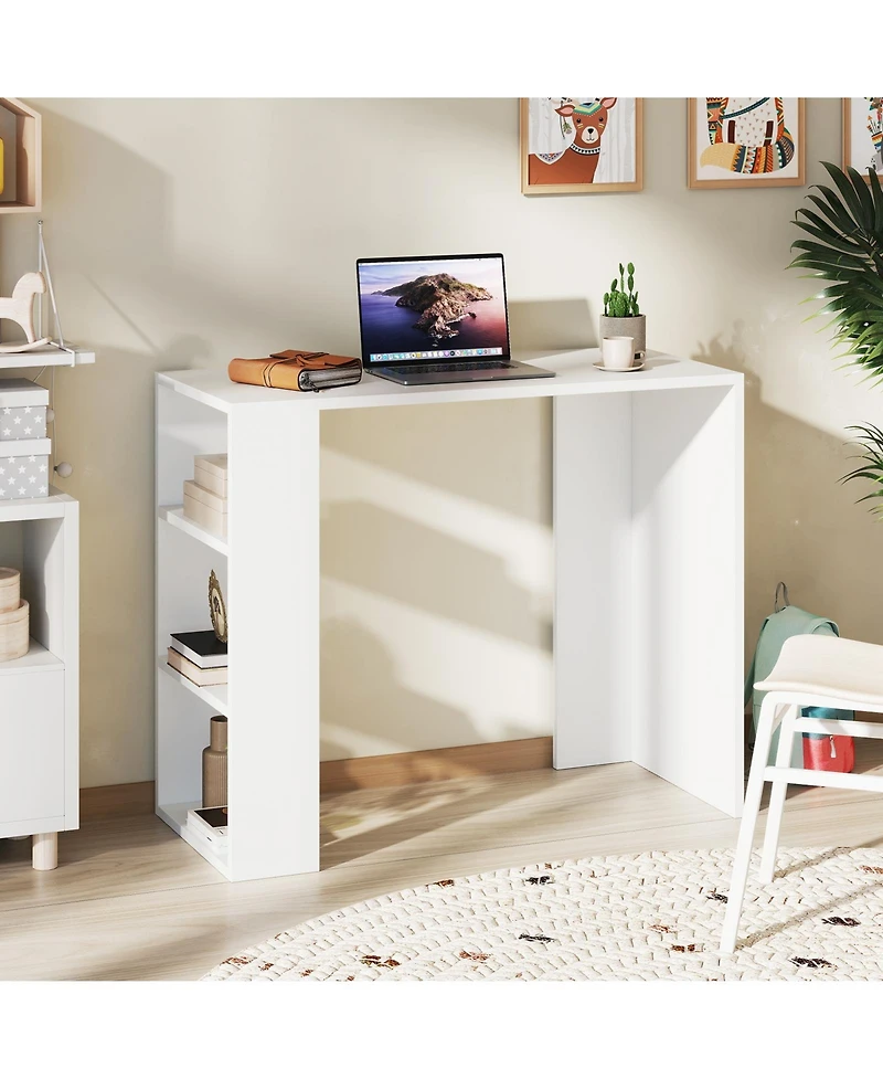 Slickblue 36 Inch Computer Desk with 3 Open Shelves Storage