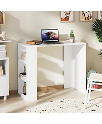 Slickblue 36 Inch Computer Desk with 3 Open Shelves Storage