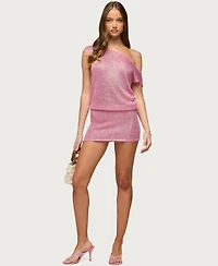 Edikted Women's Mei Off Shoulder Sequin Knit Dress