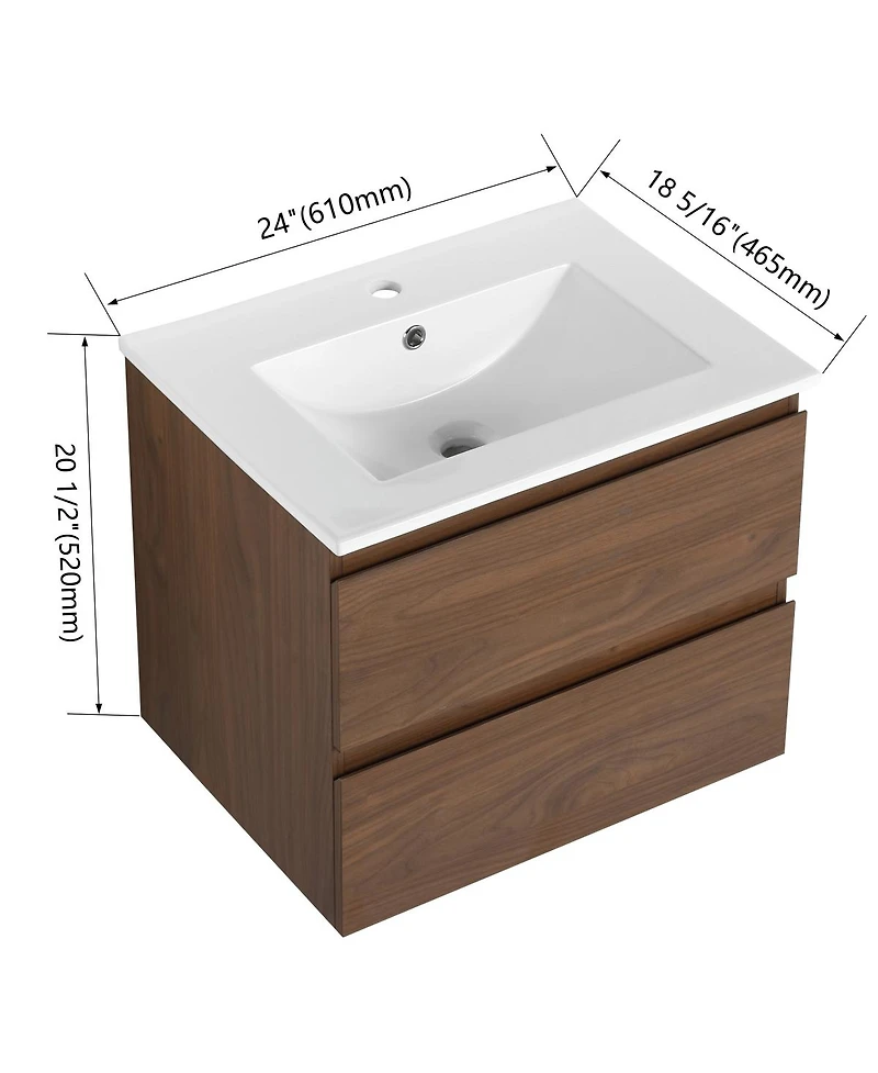 Sillysis Inch Wall Mounted Bathroom Vanity with Ceramic Sink