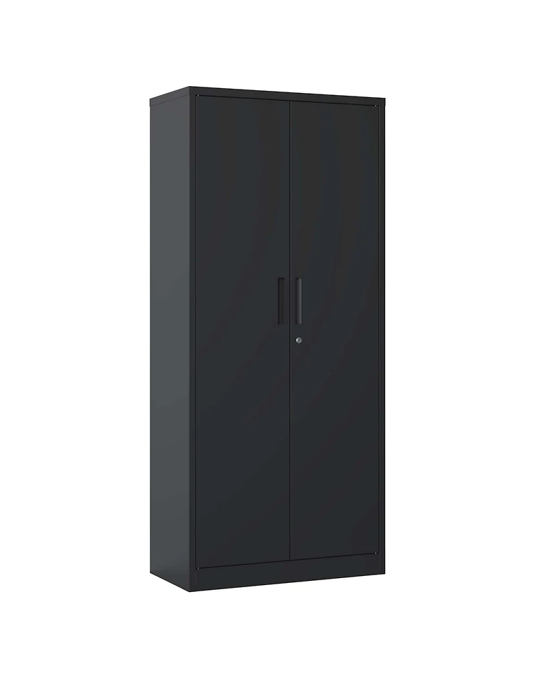 Viyet 71"H Metal Storage Cabinet - Lockable Double Door Steel Organizer with 3 Shelves