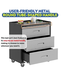 Viyet 3-Drawer Heavy Duty Metal Storage Cabinet - Rolling Steel Tool Chest with 360degree(s) Wheels
