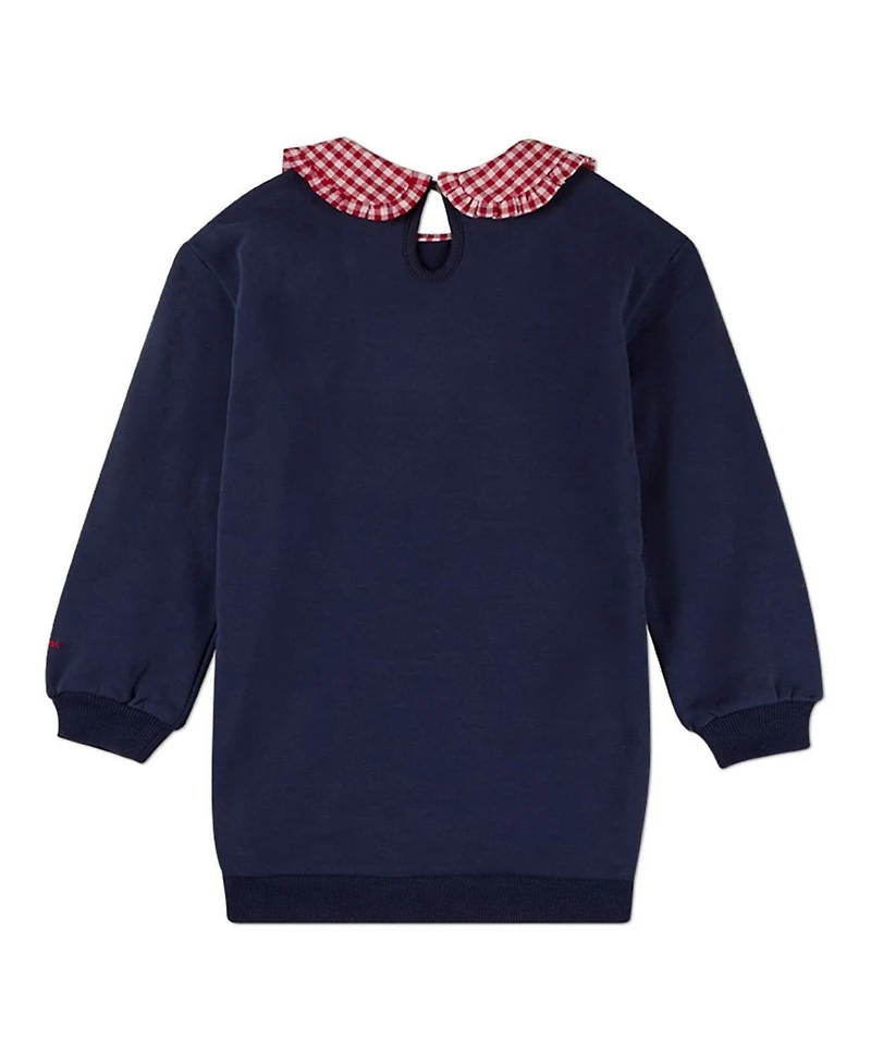MeMoi Toddler Girls Gingham Ruffled Collar Sweatshirt Dress