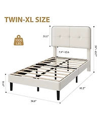 homfan Bed Frame Upholstered Platform with Adjustable Headboard Velvet Metal Support No Box Spring Needed