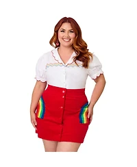 Smak Parlour Plus Embriodered Puff Sleeve Top