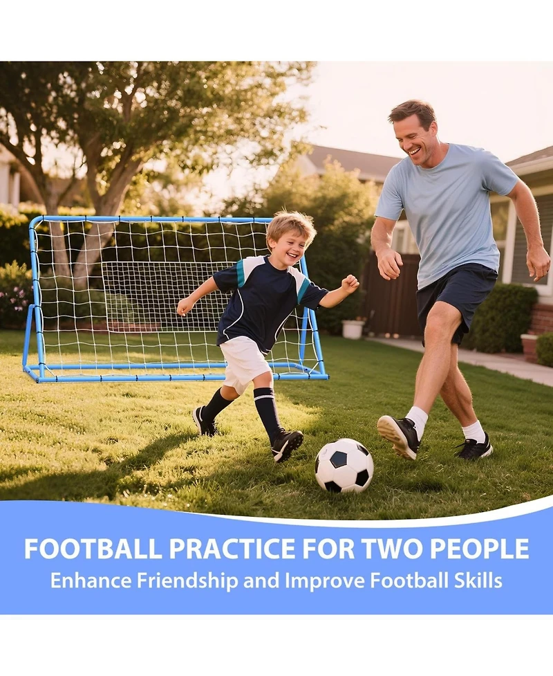 Xo Adjustable Soccer Rebounder Net 6x4 Ft, Double-Sided Bounce Trainer with Steel Frame, Portable Soccer Practice Net for Backyard