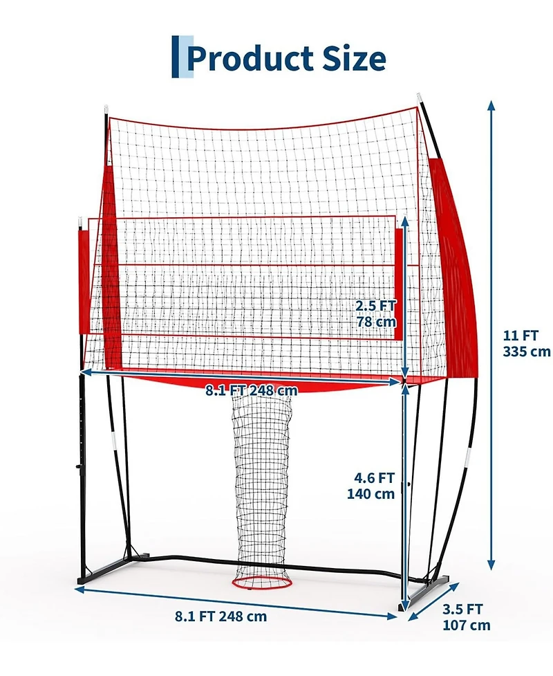 Xo 11x8 Ft Volleyball Net, Height Adjustable Portable Net with Carry Bag, Durable Training Net for Indoor Outdoor Backyard