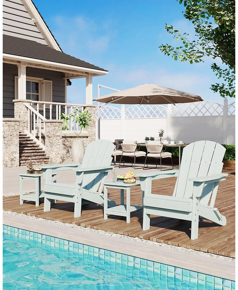 Xo Folding Adirondack Chair, Hdpe Plastic Outdoor Chair with Wood Grain Texture, Weather Resistant Patio Chair 380Lbs Capacity for Fire Pit Deck