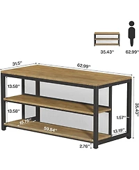 Tribesigns 63 Inch Bar Table, Industrial Home Bar Unit with Storage Shelves and Seating, Wine Cabinet for Kitchen, Dining Room, Living Room, Bistro