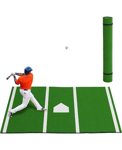 Xo Baseball Hitting Mat, Anti-Slip Turf with Home Plate for Indoor Outdoor Batting Practice Training